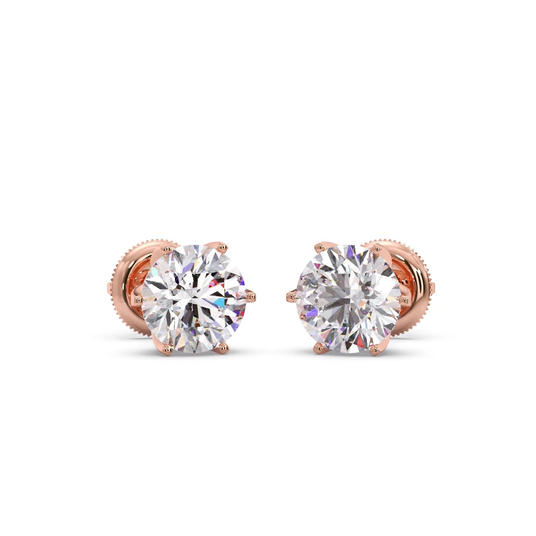 3.20cts Brilliant Round Six-Prong Solitaire Stud Earrings
