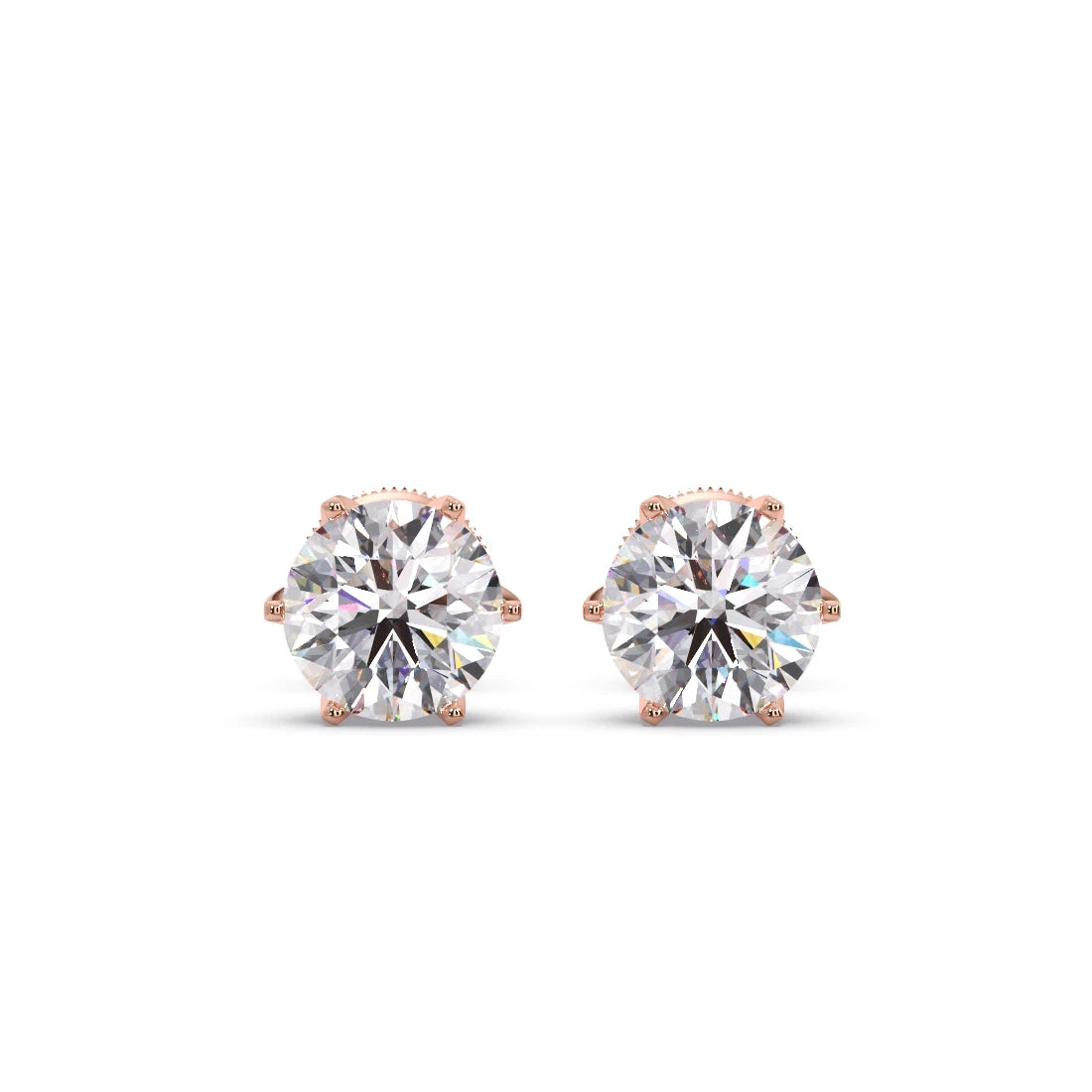 3.20cts Brilliant Round Six-Prong Solitaire Stud Earrings
