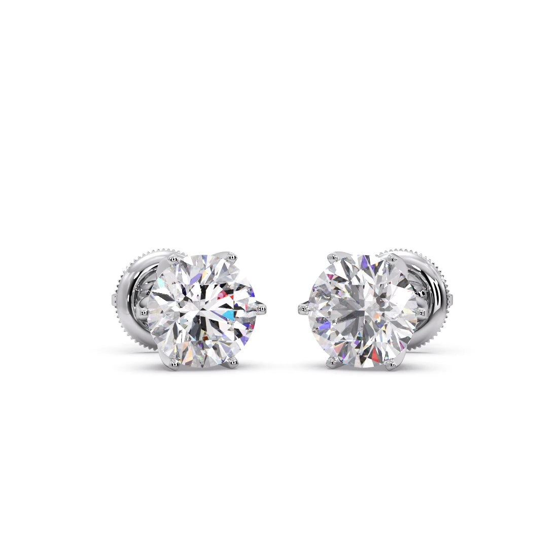 3.20cts Brilliant Round Six-Prong Solitaire Stud Earrings