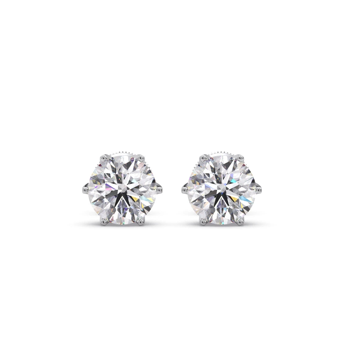3.20cts Brilliant Round Six-Prong Solitaire Stud Earrings