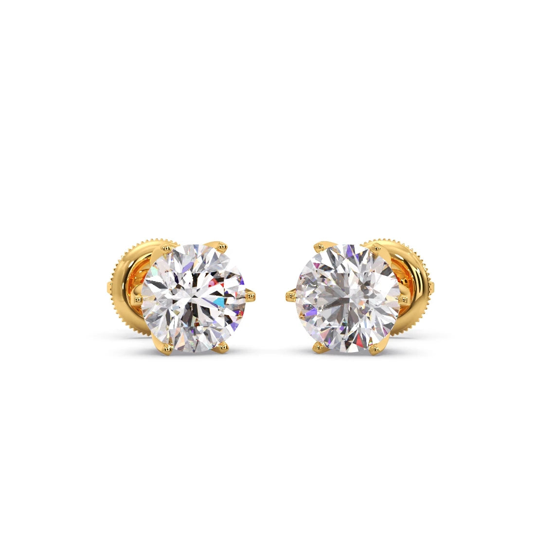 3.20cts Brilliant Round Six-Prong Solitaire Stud Earrings