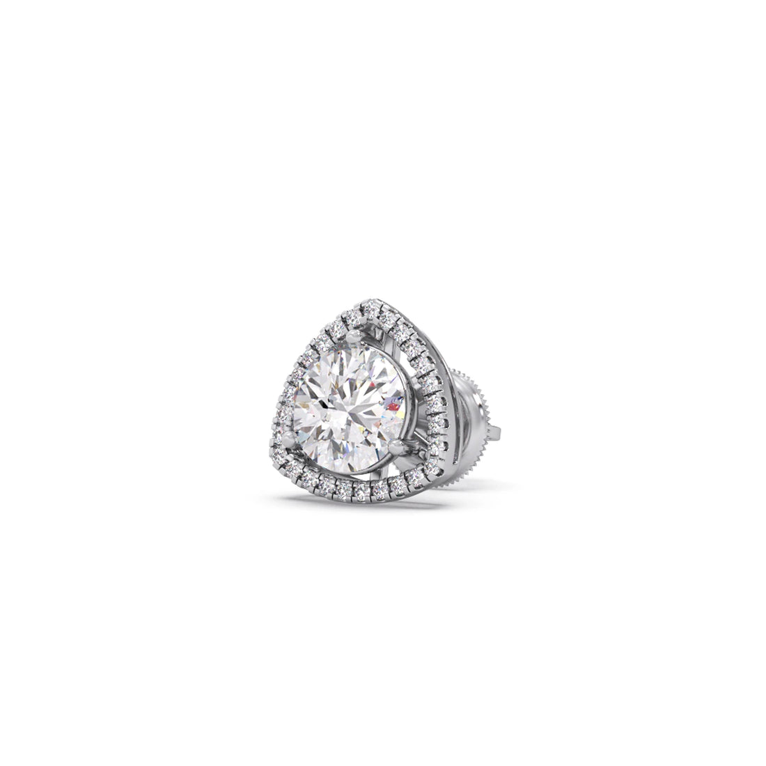 Trillion-Shape Halo Diamond Stud Earrings