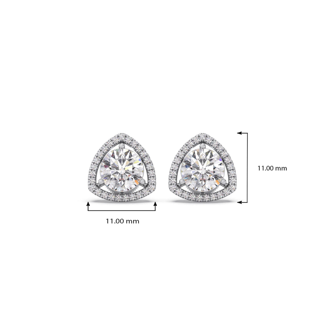 Trillion-Shape Halo Diamond Stud Earrings