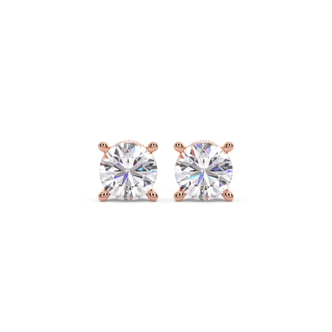 Round Solitaire 4-Prong Basket Stud Earrings7.5mm