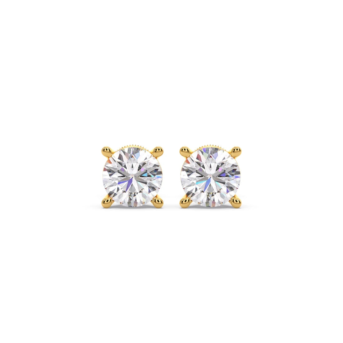 Round Solitaire 4-Prong Basket Stud Earrings7.5mm