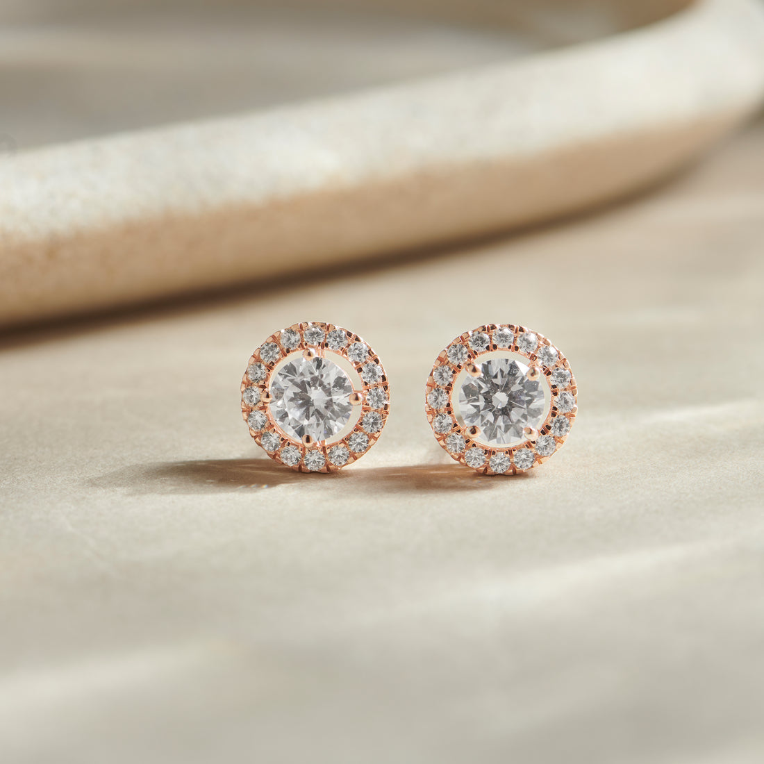 Round Halo Stud Earrings – 5.40mm