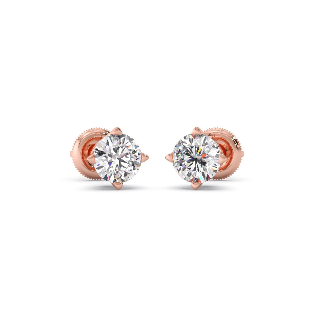 Classic 4-Prong Round Diamond Stud Earrings – 5.00mm
