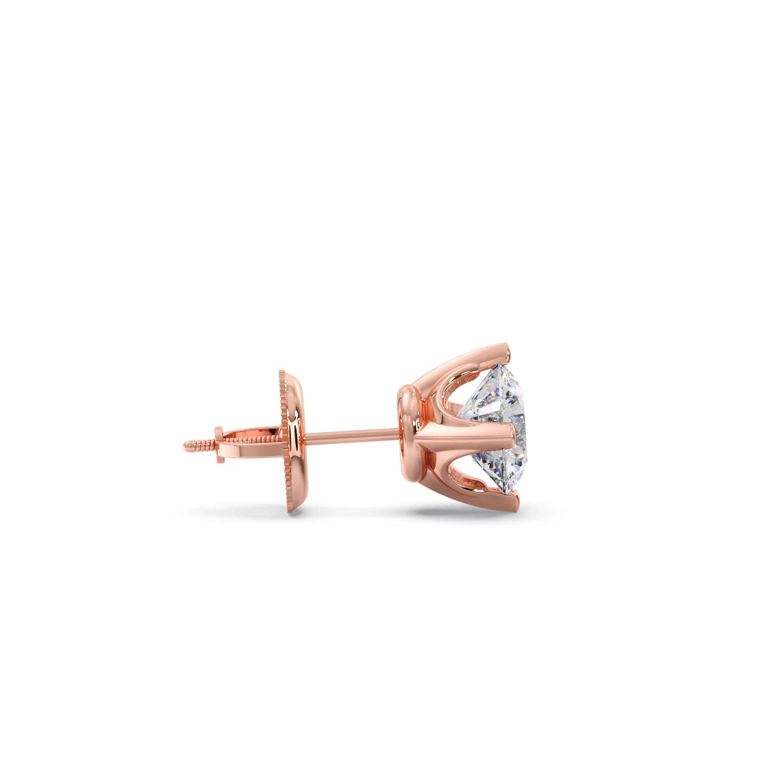 Classic 4-Prong Round Diamond Stud Earrings – 5.00mm