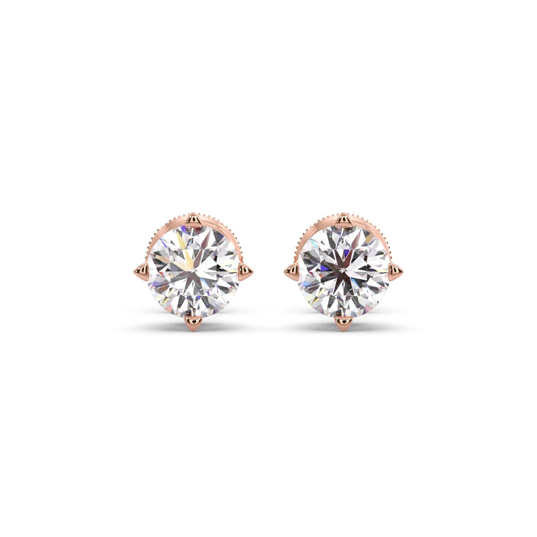 Classic 4-Prong Round Diamond Stud Earrings – 5.00mm