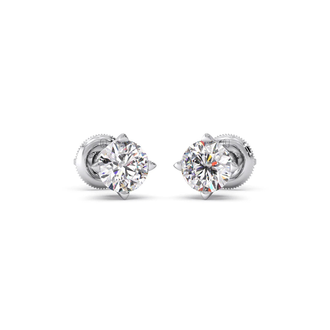 Classic 4-Prong Round Diamond Stud Earrings – 5.00mm