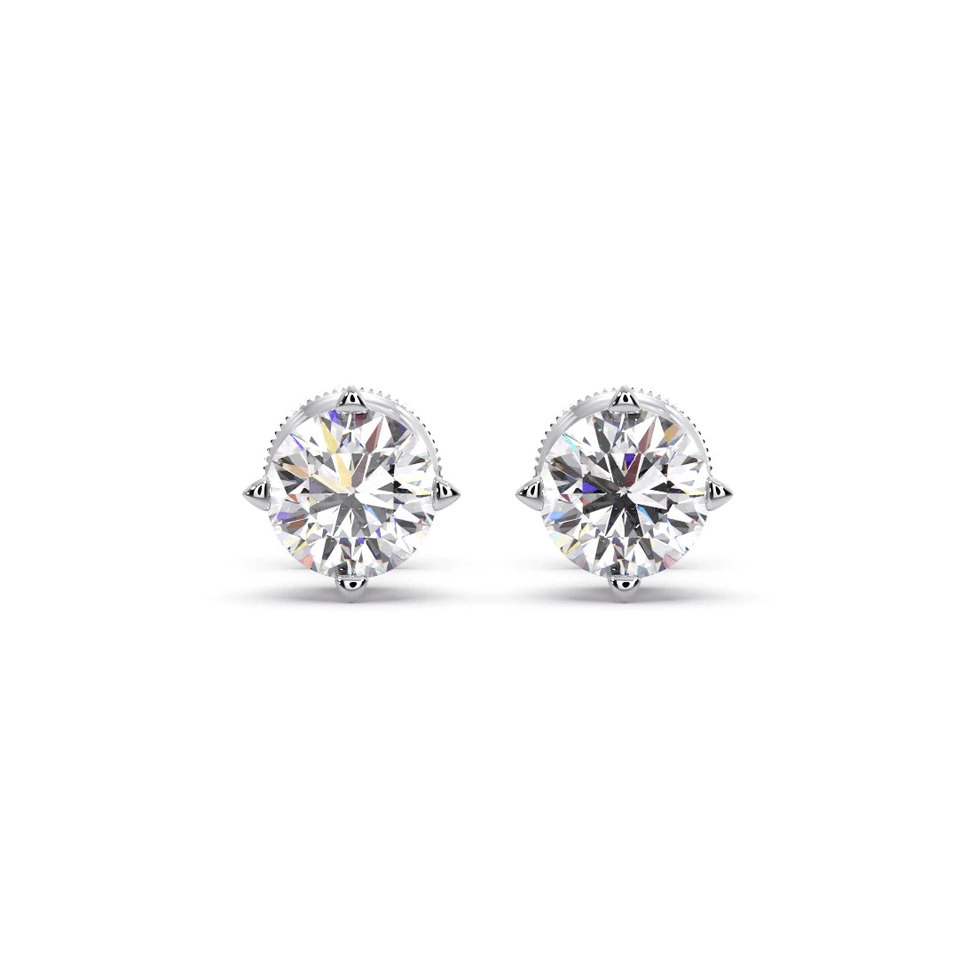 Classic 4-Prong Round Diamond Stud Earrings – 5.00mm