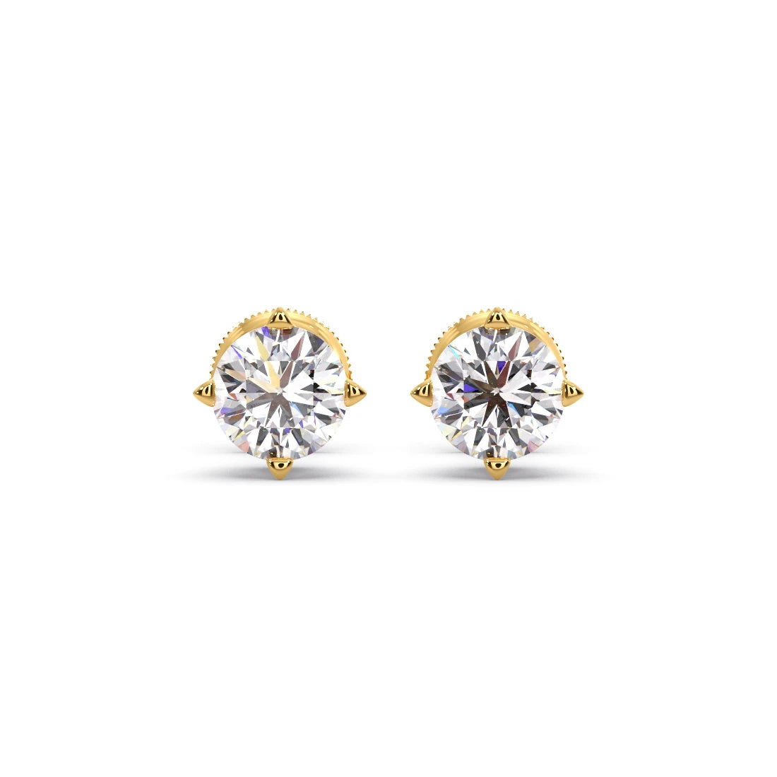 Classic 4-Prong Round Diamond Stud Earrings – 5.00mm