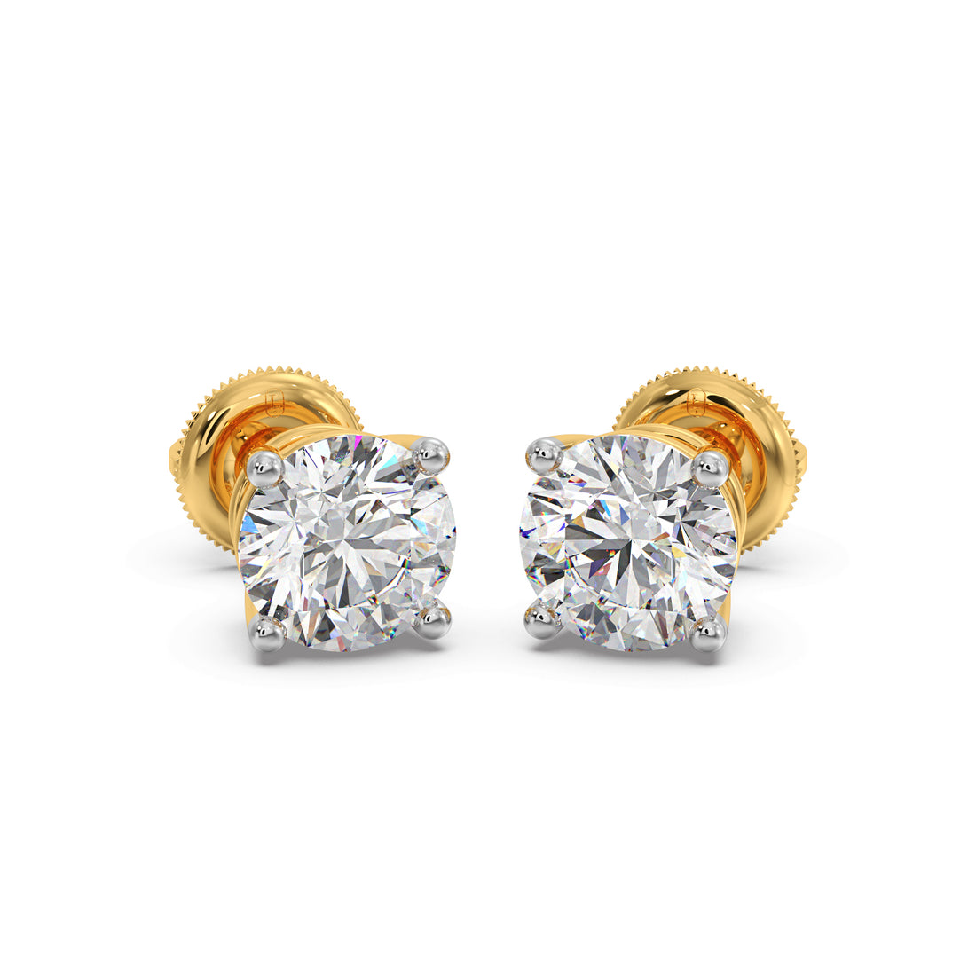 4 Prong Round-Cut 3.00 Ct Diamond Solitaire Studs