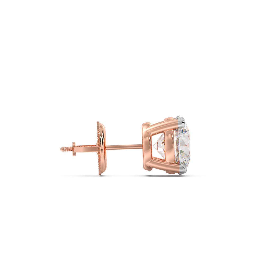 4 Prong Round-Cut 3.00 Ct Diamond Solitaire Studs