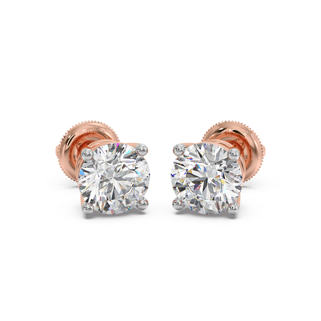 4 Prong Round-Cut 3.00 Ct Diamond Solitaire Studs