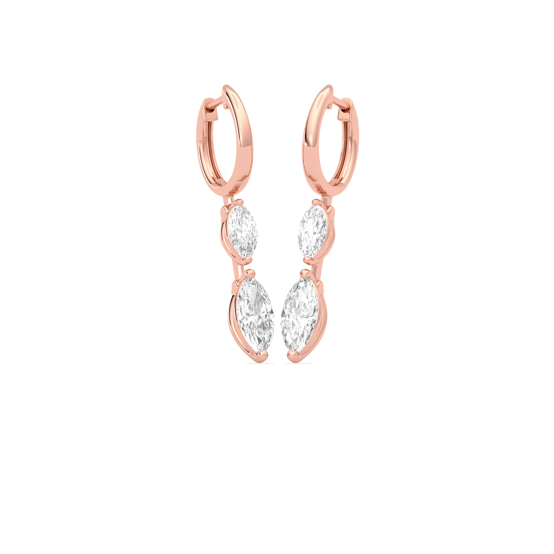 Marquise Diamond Drop Hoop Earrings