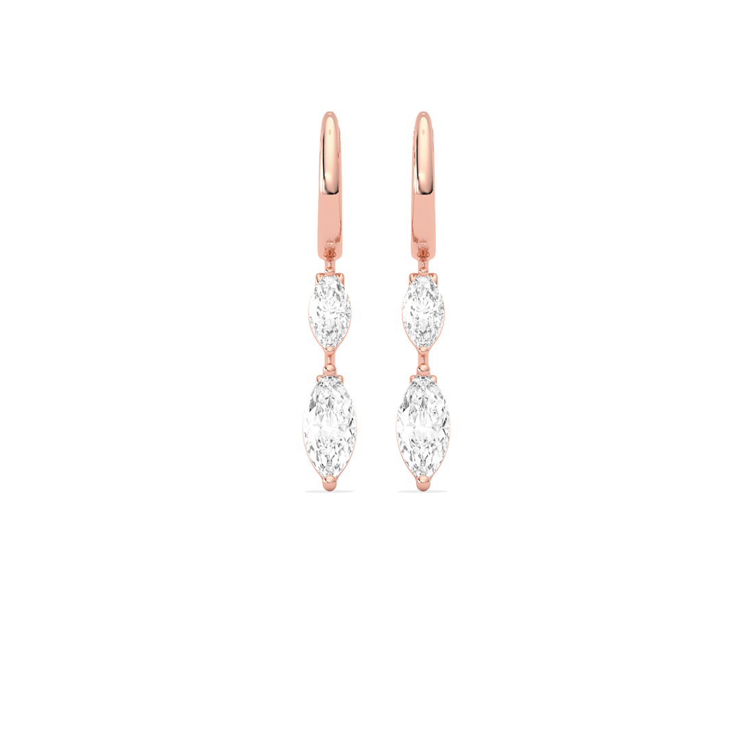 Marquise Diamond Drop Hoop Earrings