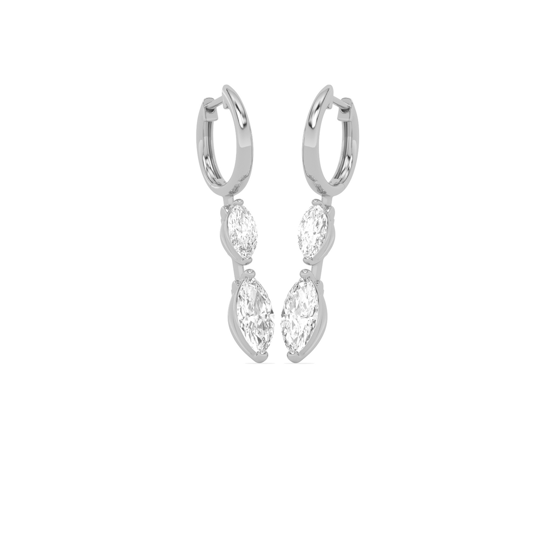Marquise Diamond Drop Hoop Earrings