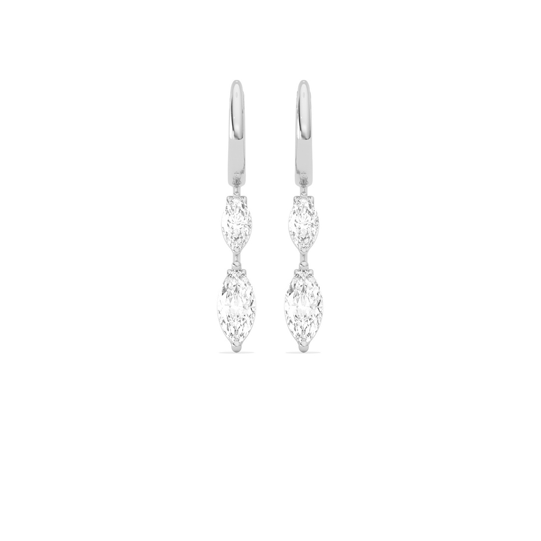 Marquise Diamond Drop Hoop Earrings