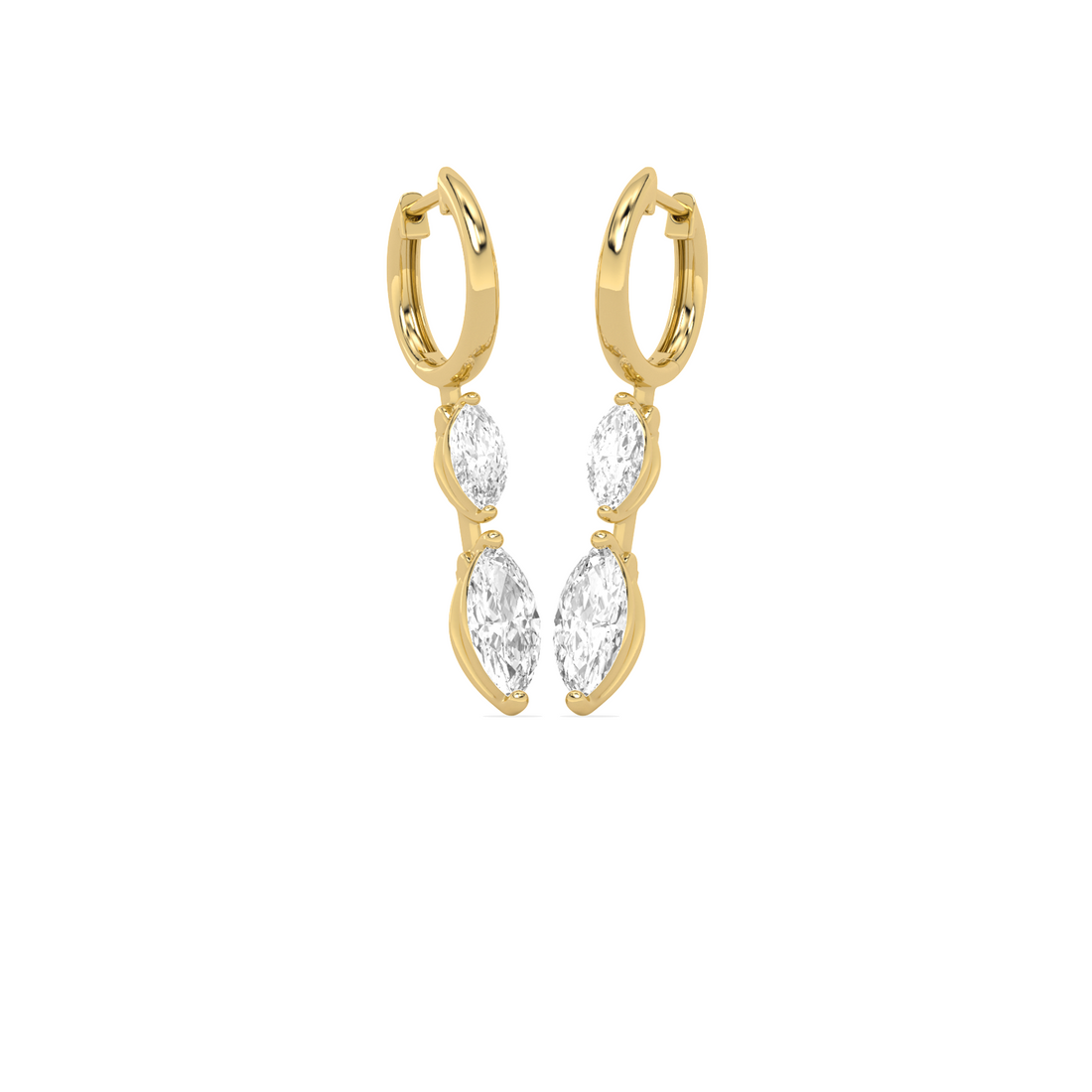 Marquise Diamond Drop Hoop Earrings