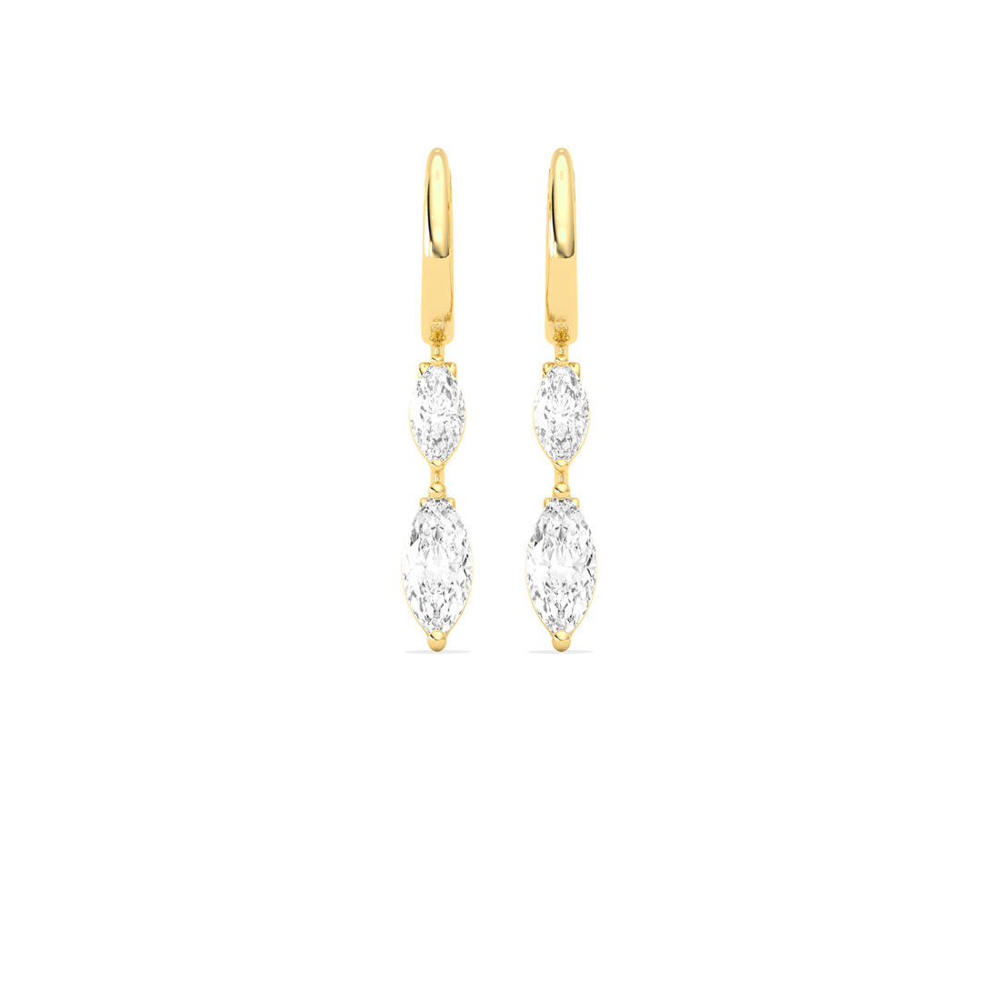 Marquise Diamond Drop Hoop Earrings