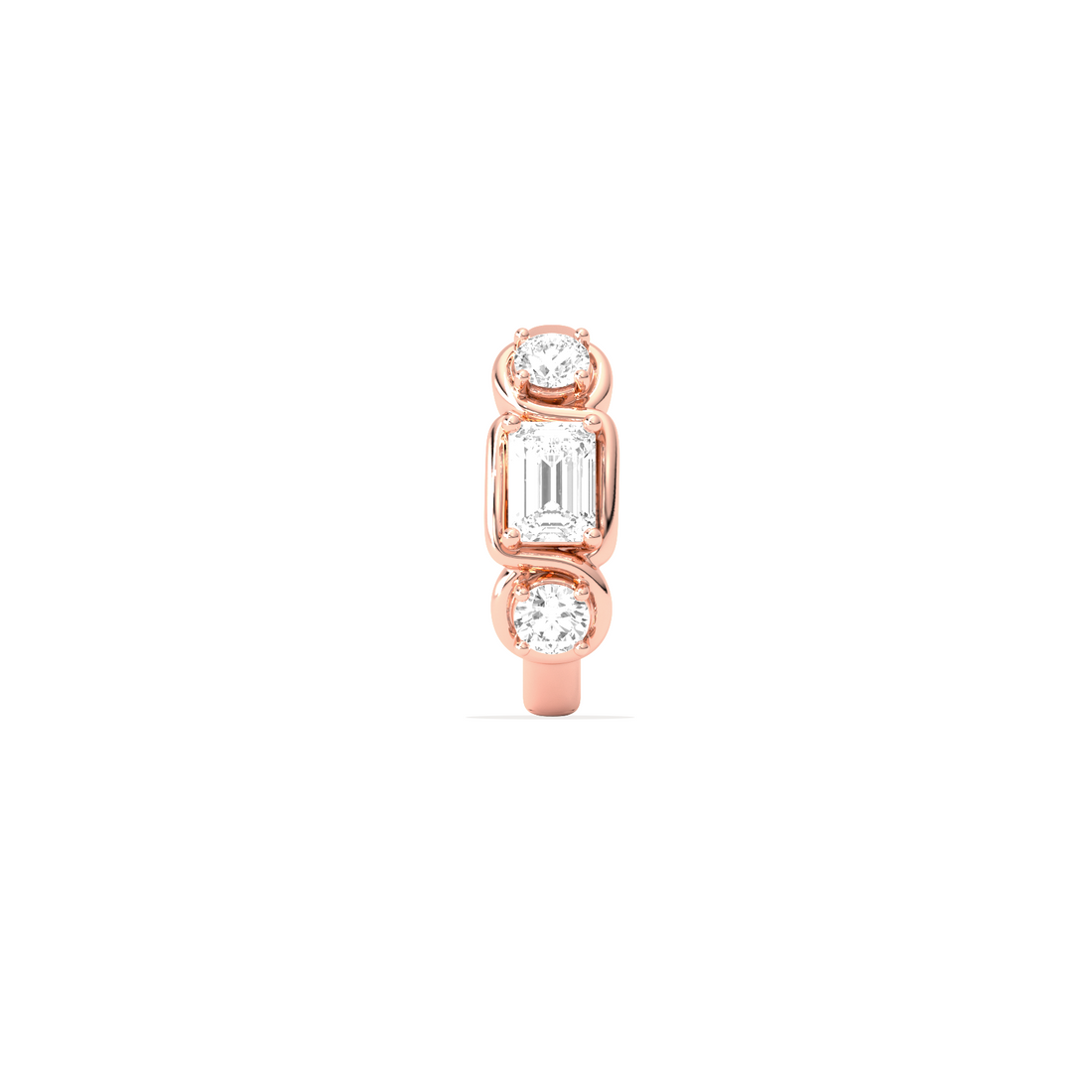 Emerald and Round-Cut Diamond Hoop Earrings