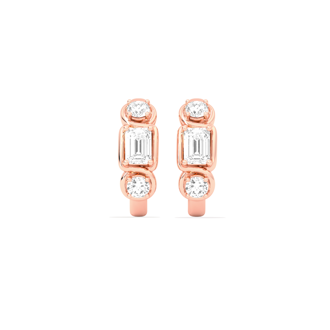 Emerald and Round-Cut Diamond Hoop Earrings