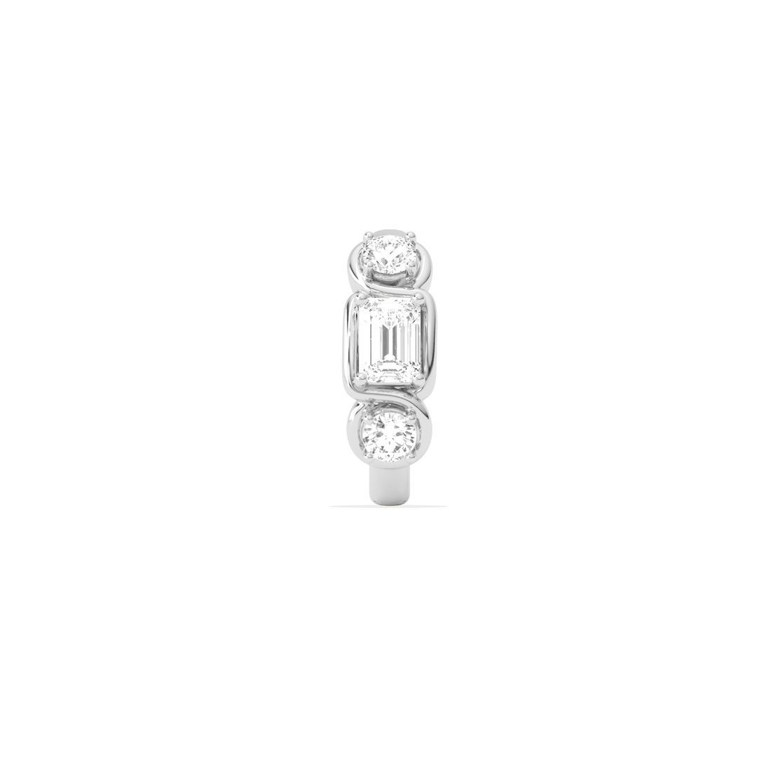 Emerald and Round-Cut Diamond Hoop Earrings