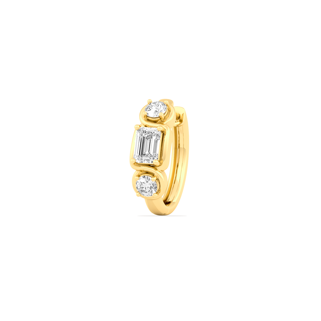 Emerald and Round-Cut Diamond Hoop Earrings