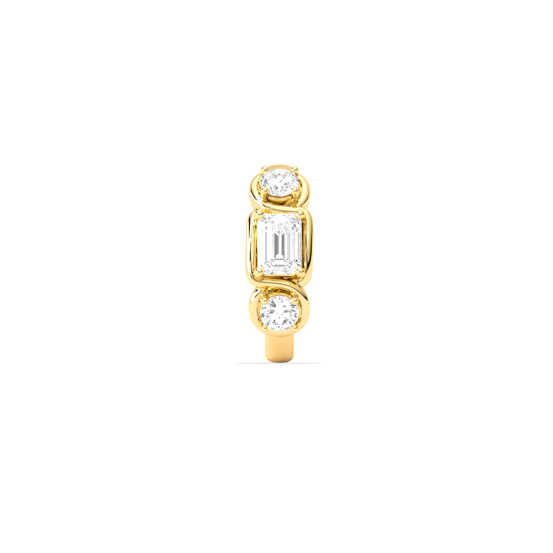 Emerald and Round-Cut Diamond Hoop Earrings