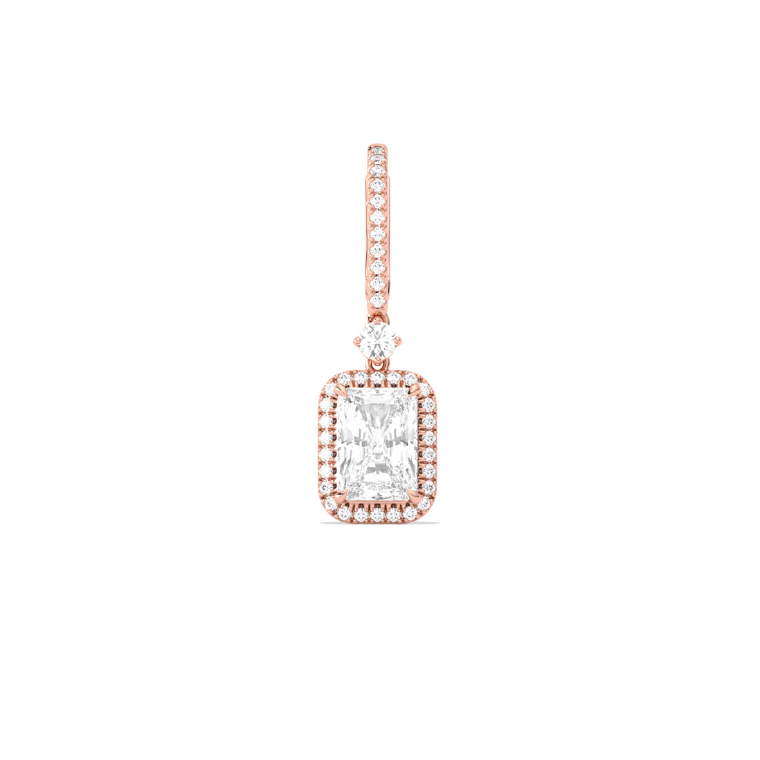 Radiant-Cut Classic Diamond Halo Drop Earrings