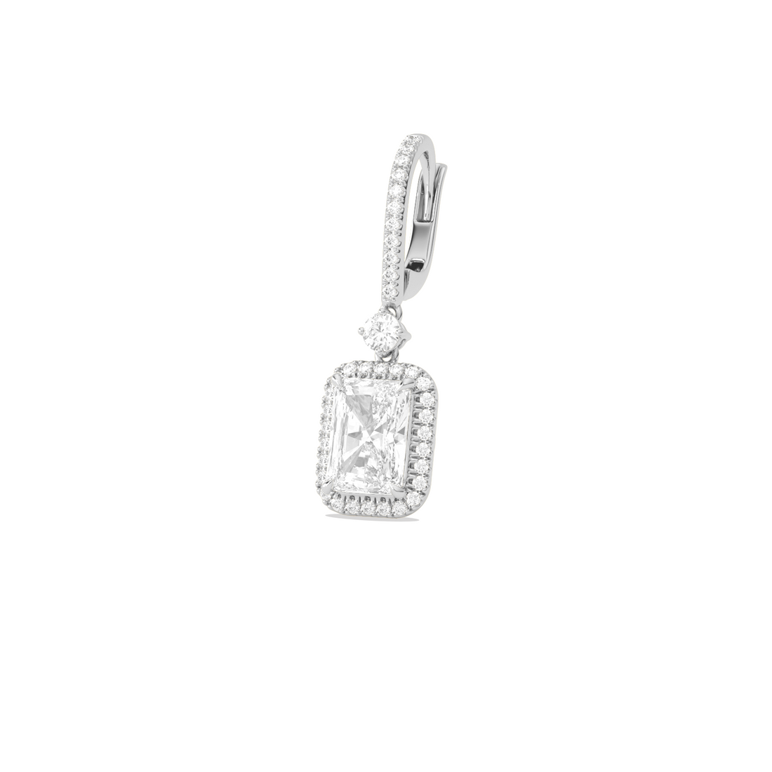 Radiant-Cut Classic Diamond Halo Drop Earrings