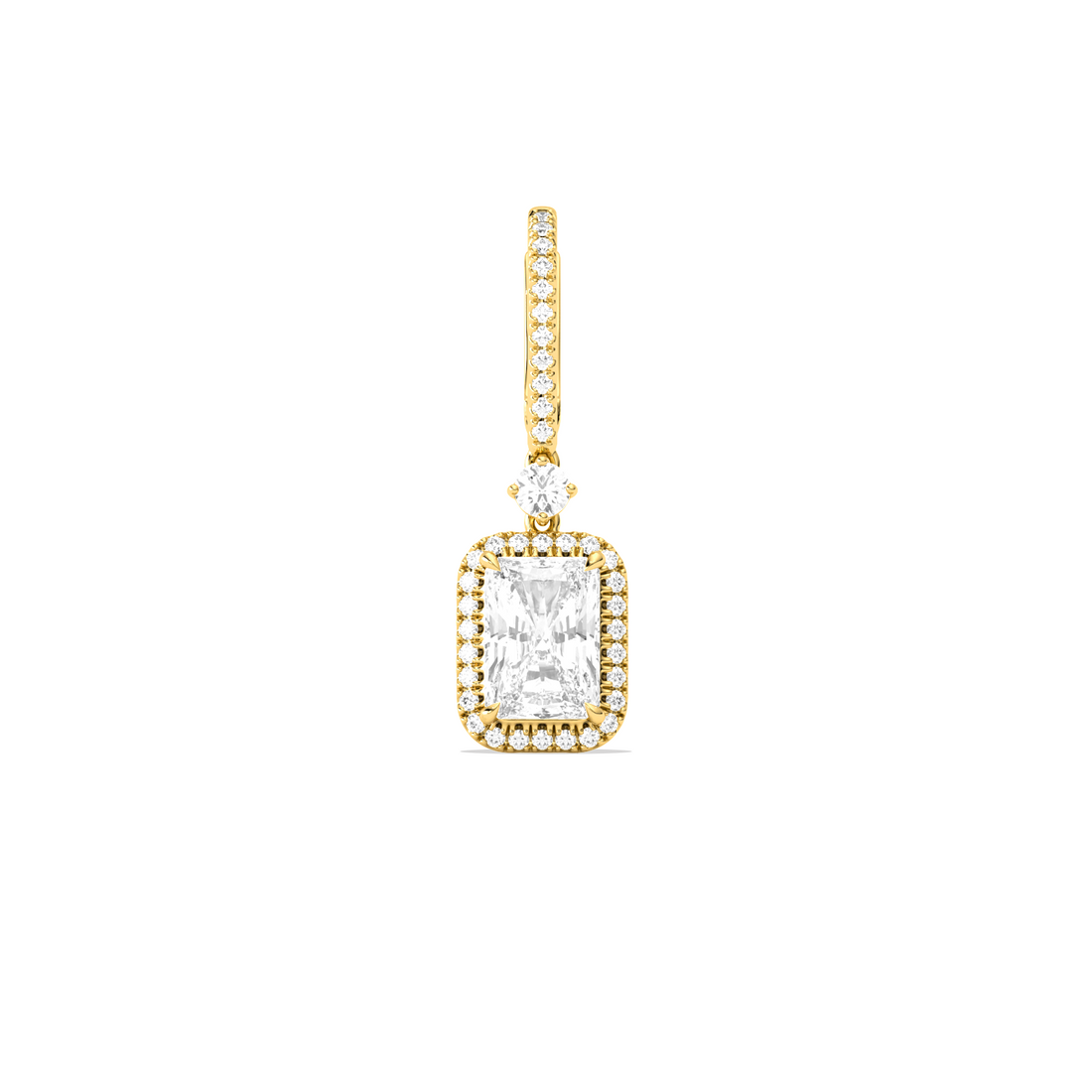 Radiant-Cut Classic Diamond Halo Drop Earrings