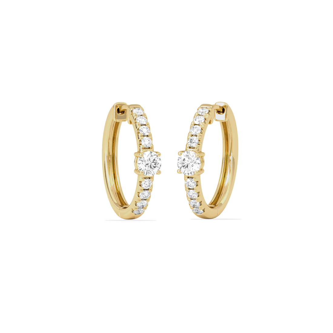Classic pave diamond huggie hoops