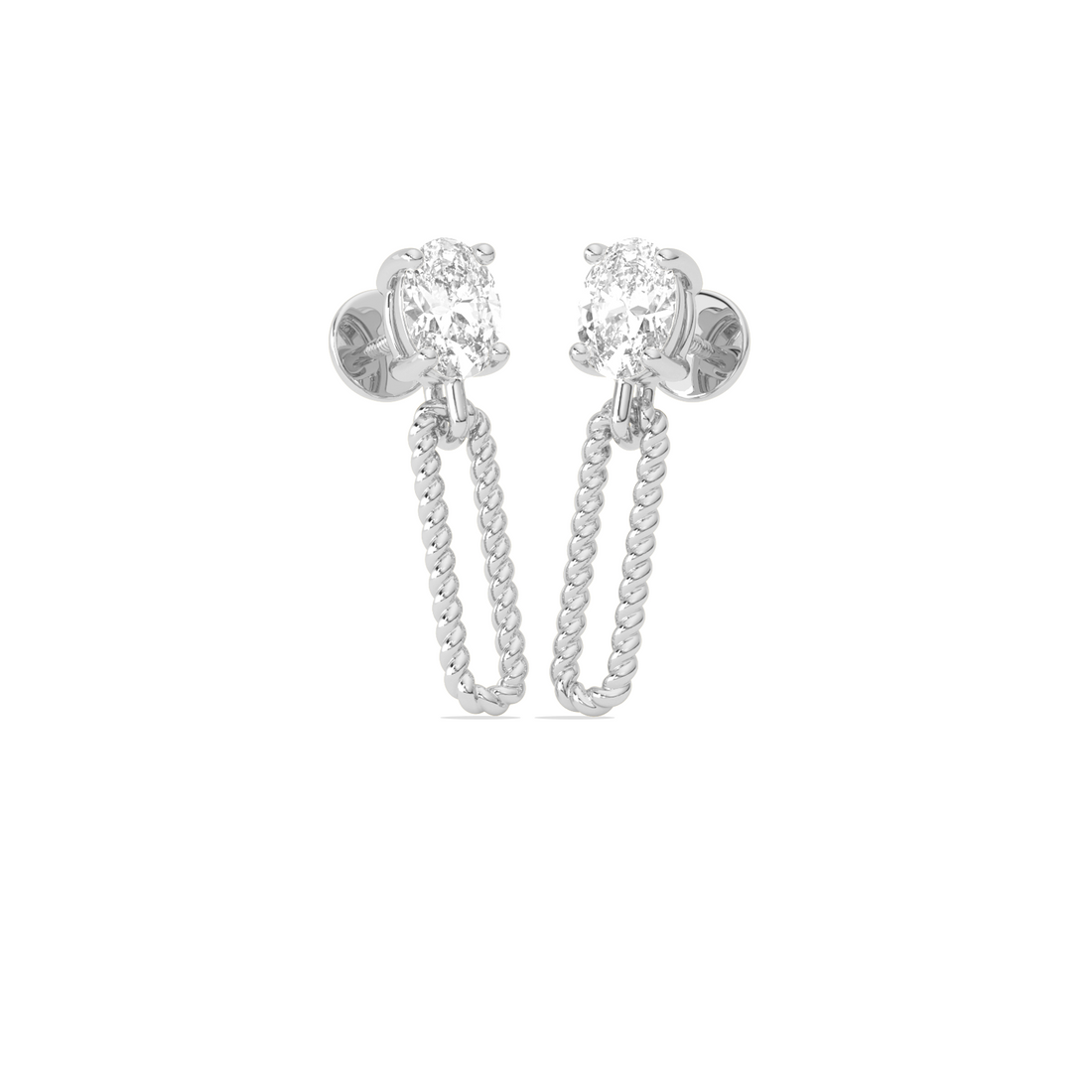 Elegant Oval Cut Diamond Drop Earrings