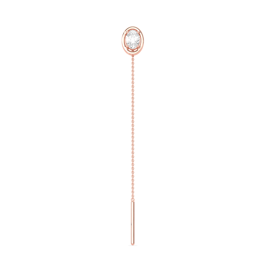 Oval-Cut Diamond Bezel Threader Earrings