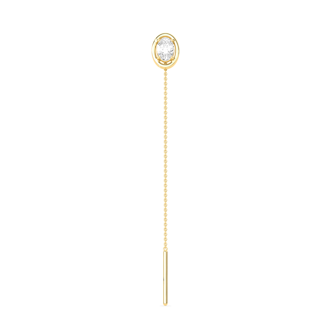 Oval-Cut Diamond Bezel Threader Earrings
