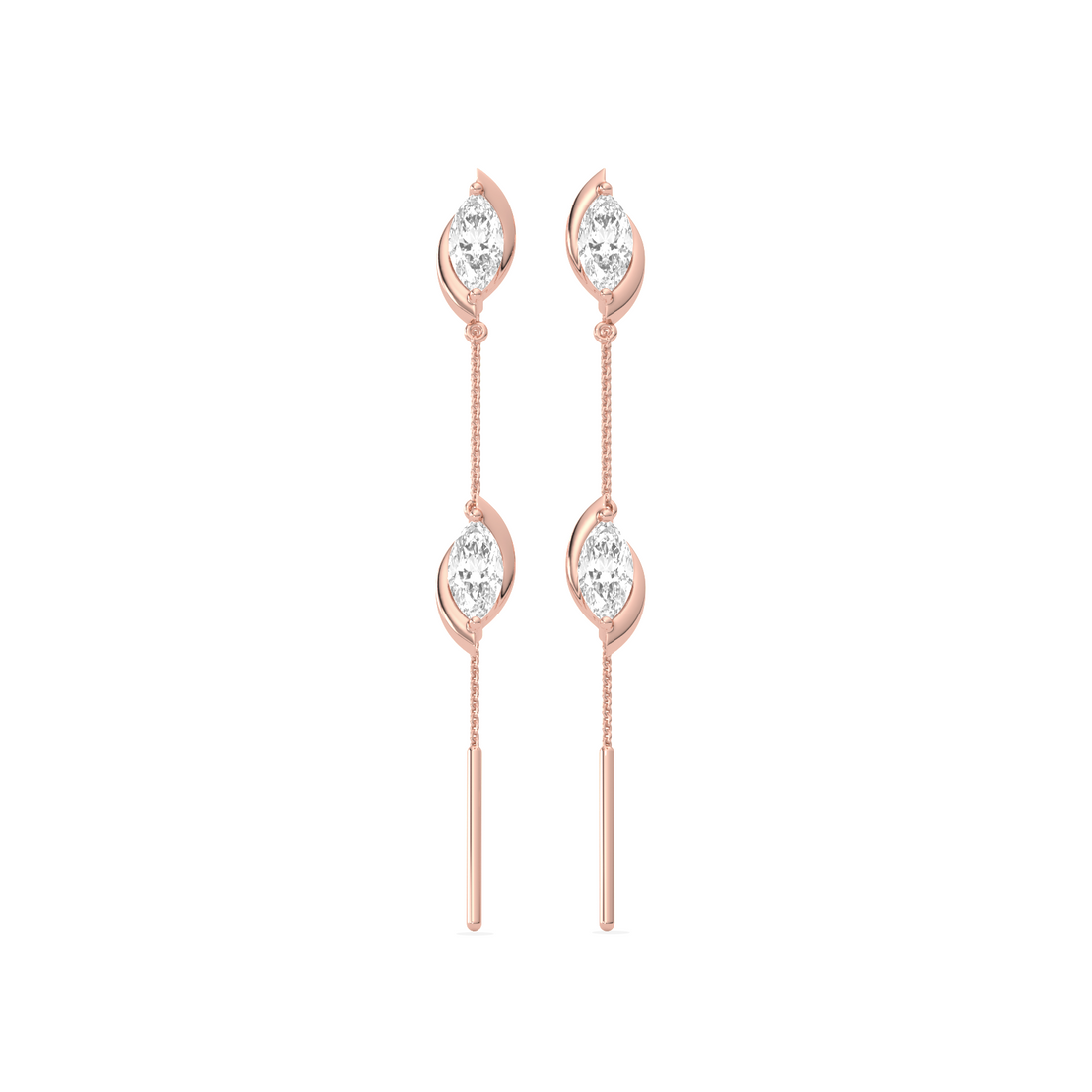 Marquise-Cut Double Diamond Threader Earrings