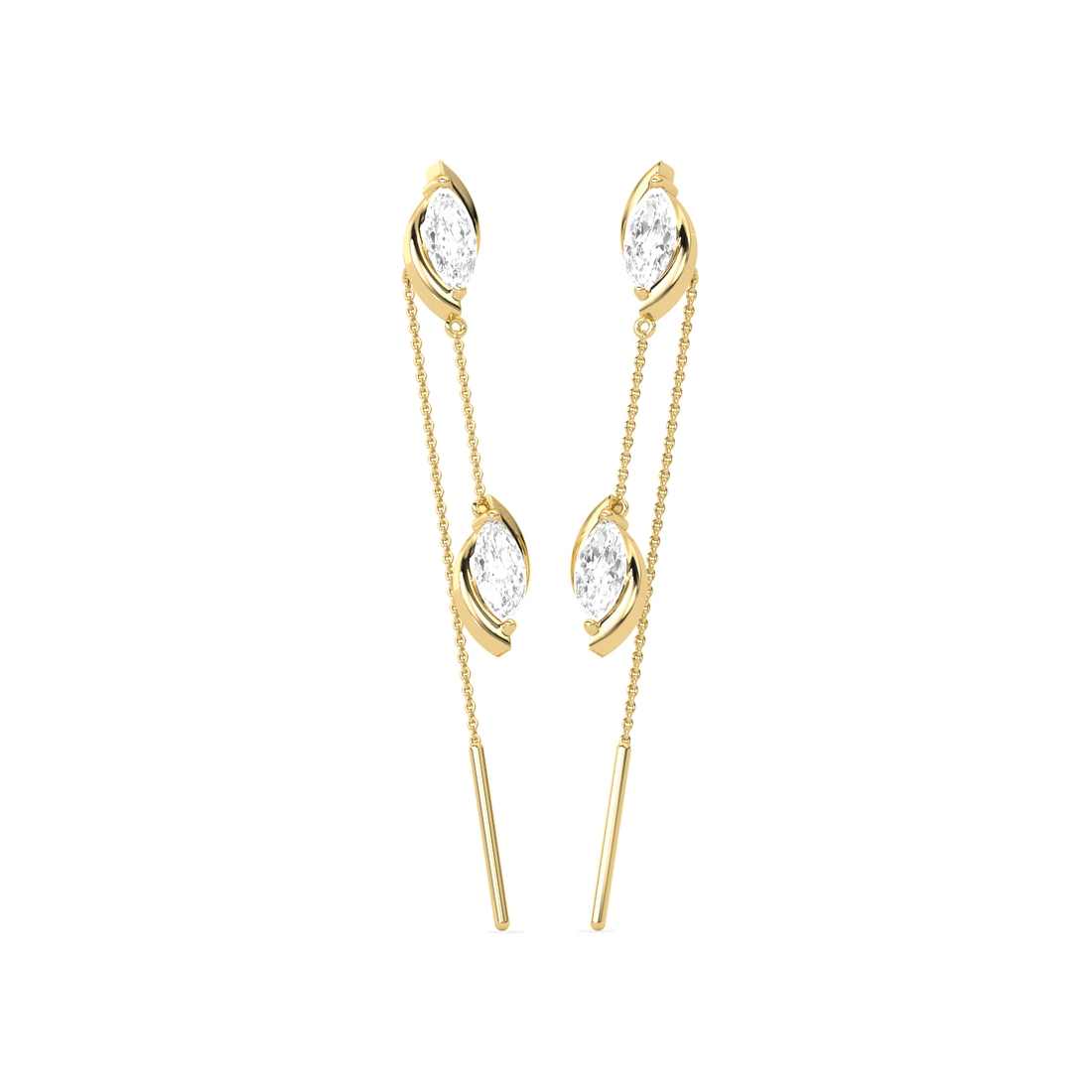 Marquise-Cut Double Diamond Threader Earrings