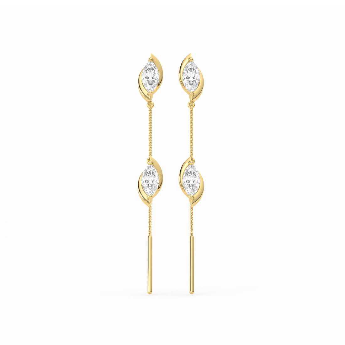 Marquise-Cut Double Diamond Threader Earrings