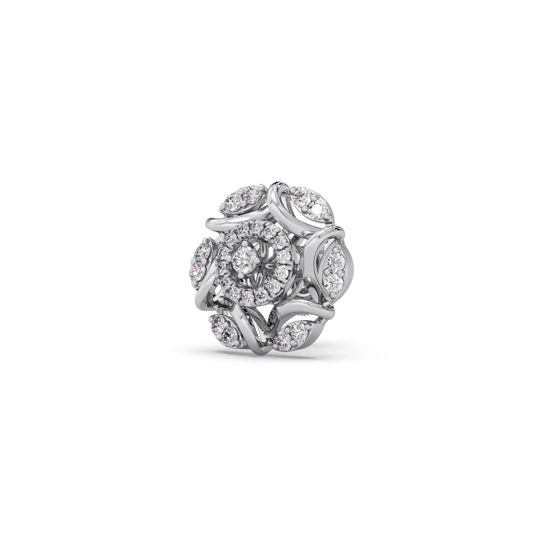 Flower Diamond Stud Platinum Earrings