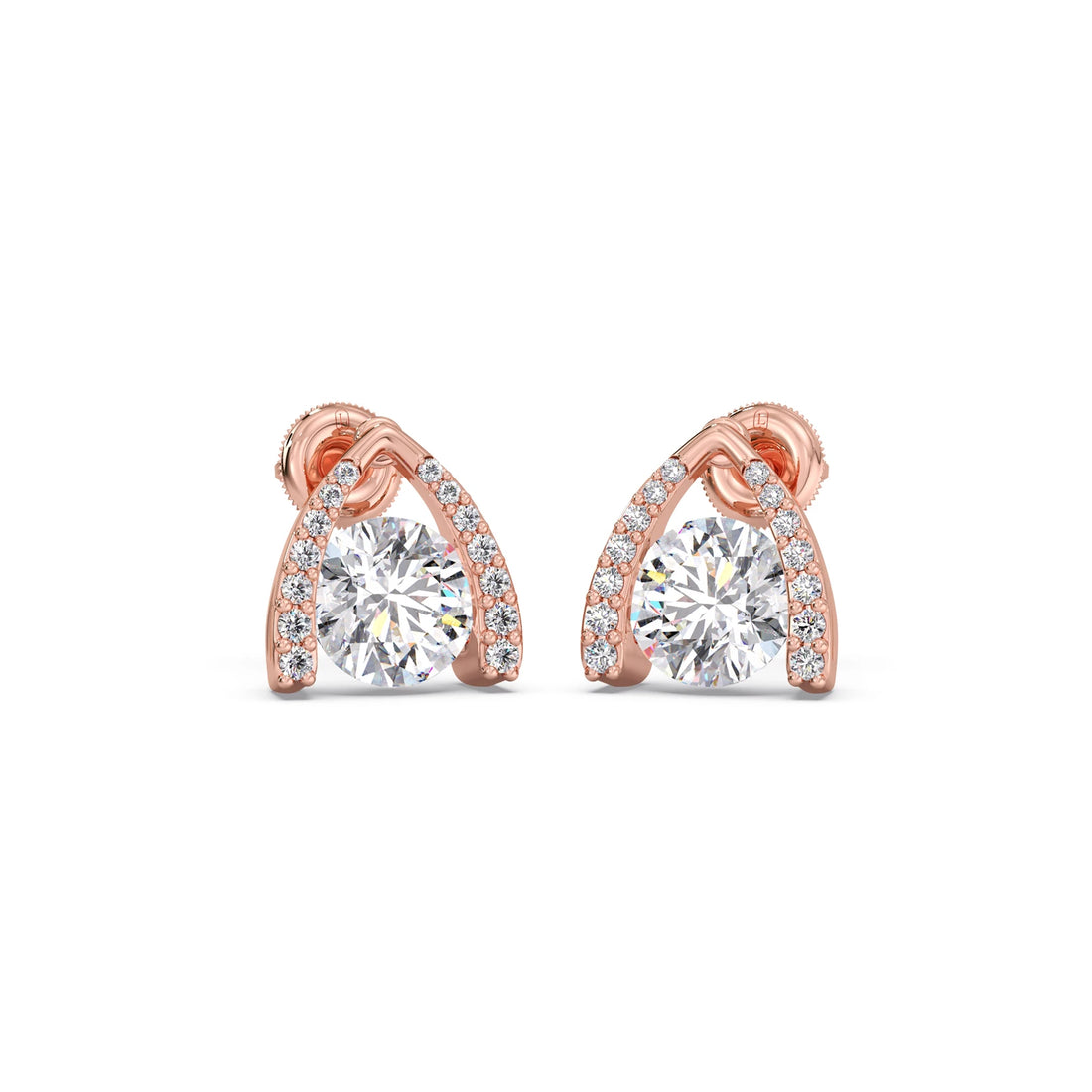 Round Solitaire with Diamond Accent Earrings
