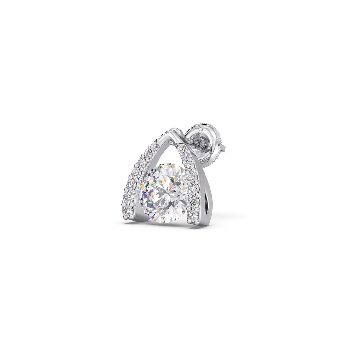Round Solitaire with Diamond Accent Earrings