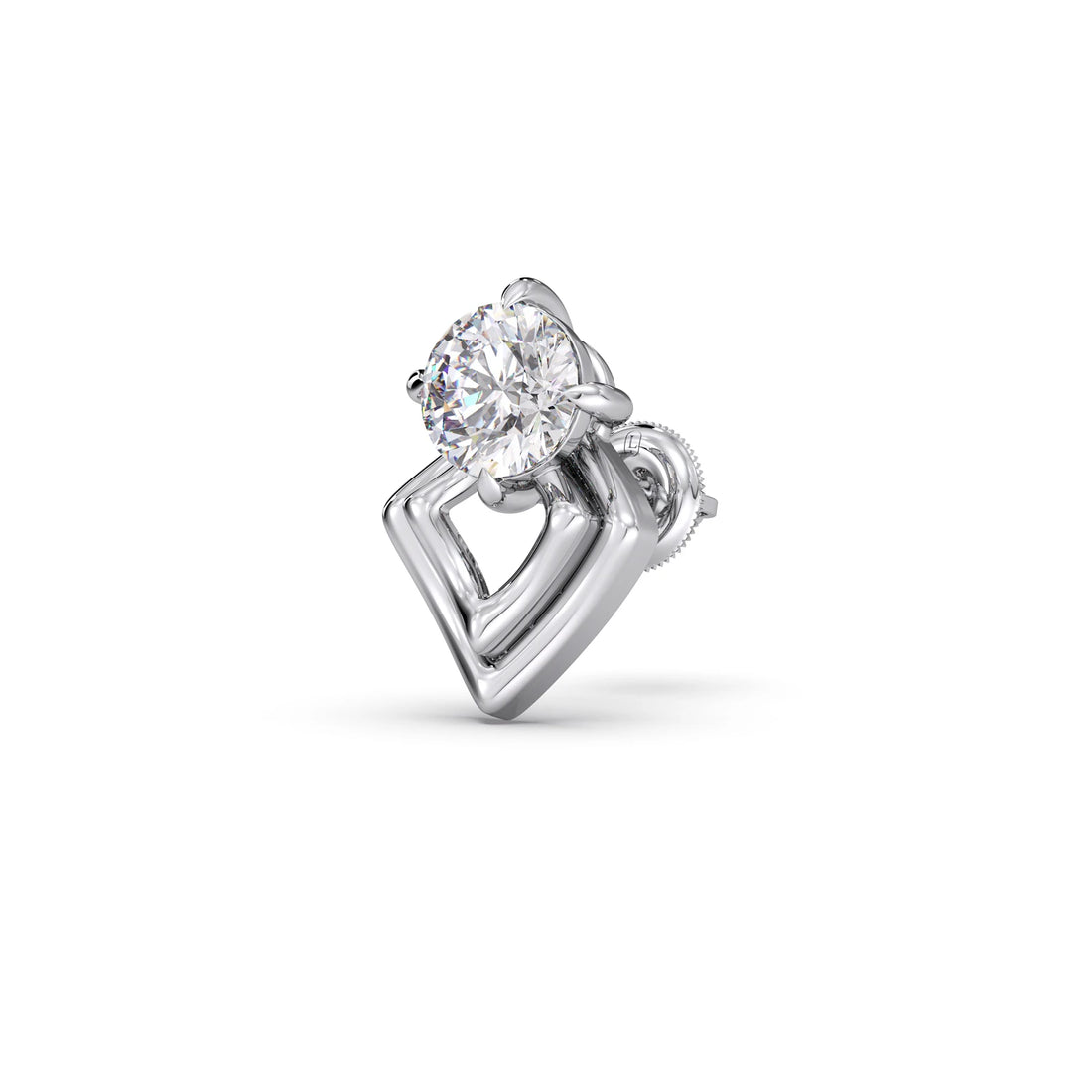 Kite Shape Frame Round Diamond Stud Earrings