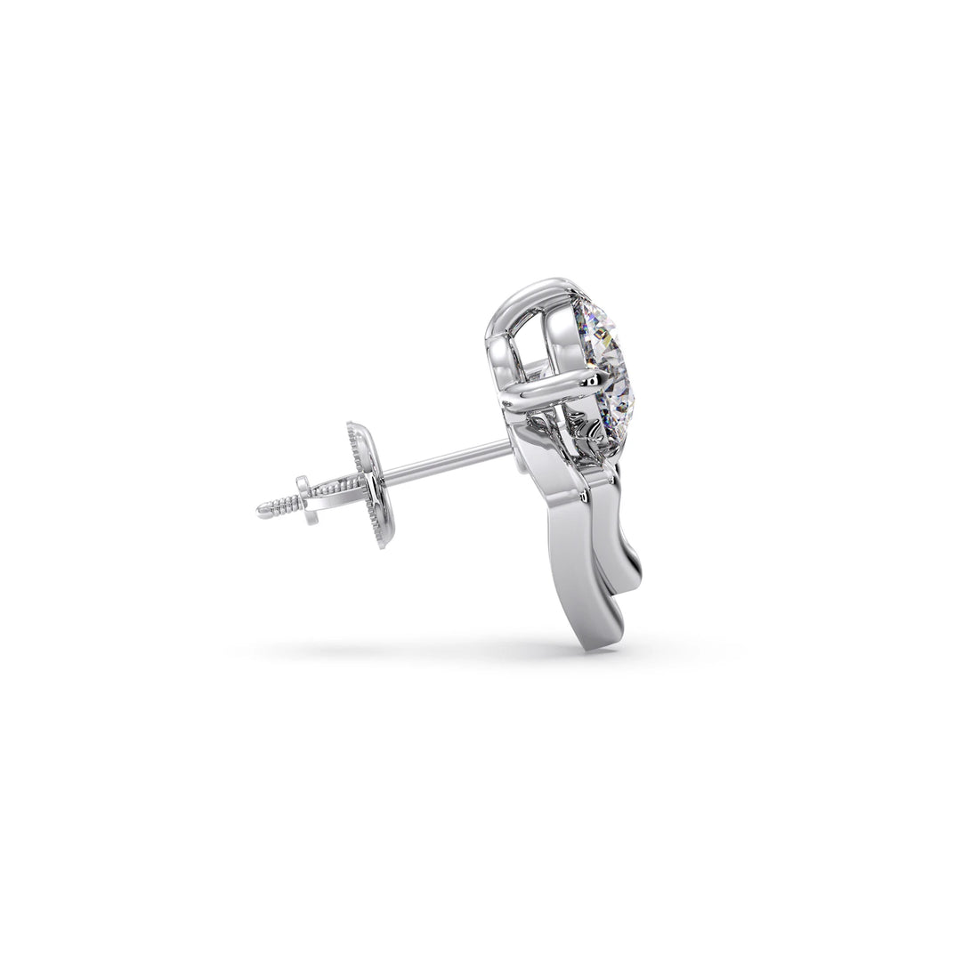 Kite Shape Frame Round Diamond Stud Earrings