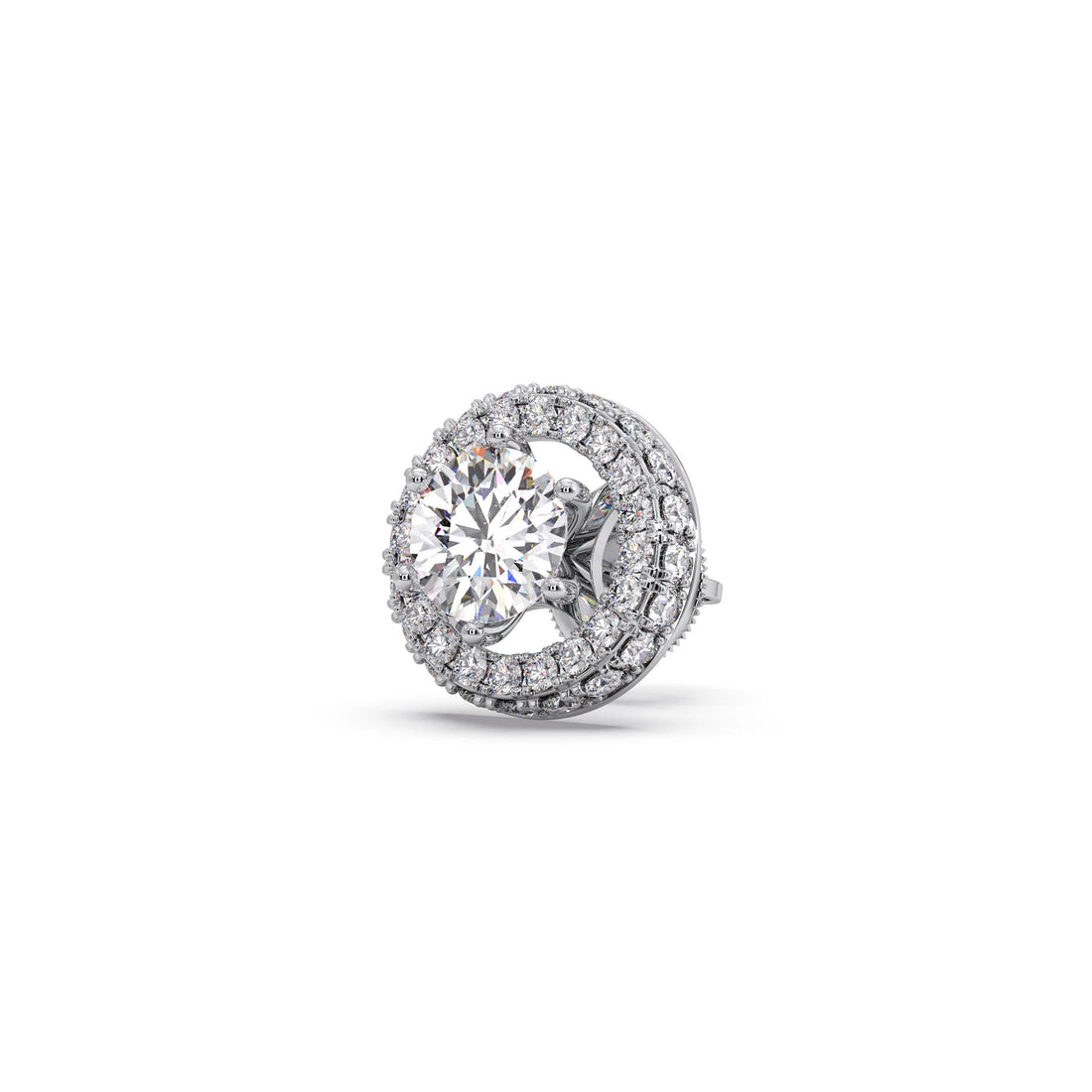 3.04ct Halo Solitaire Diamond Earrings