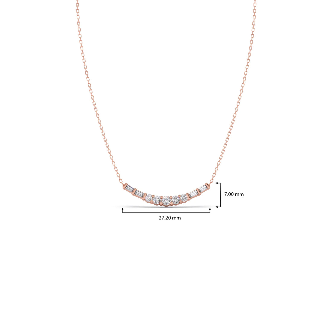 Baguette and Round Diamond Bar Necklace