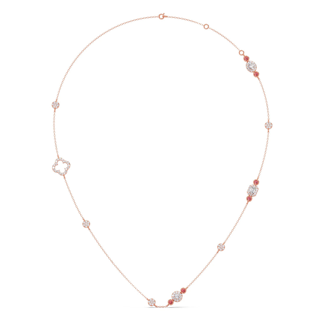 Mixed Shape Diamond and Gemstone Necklace