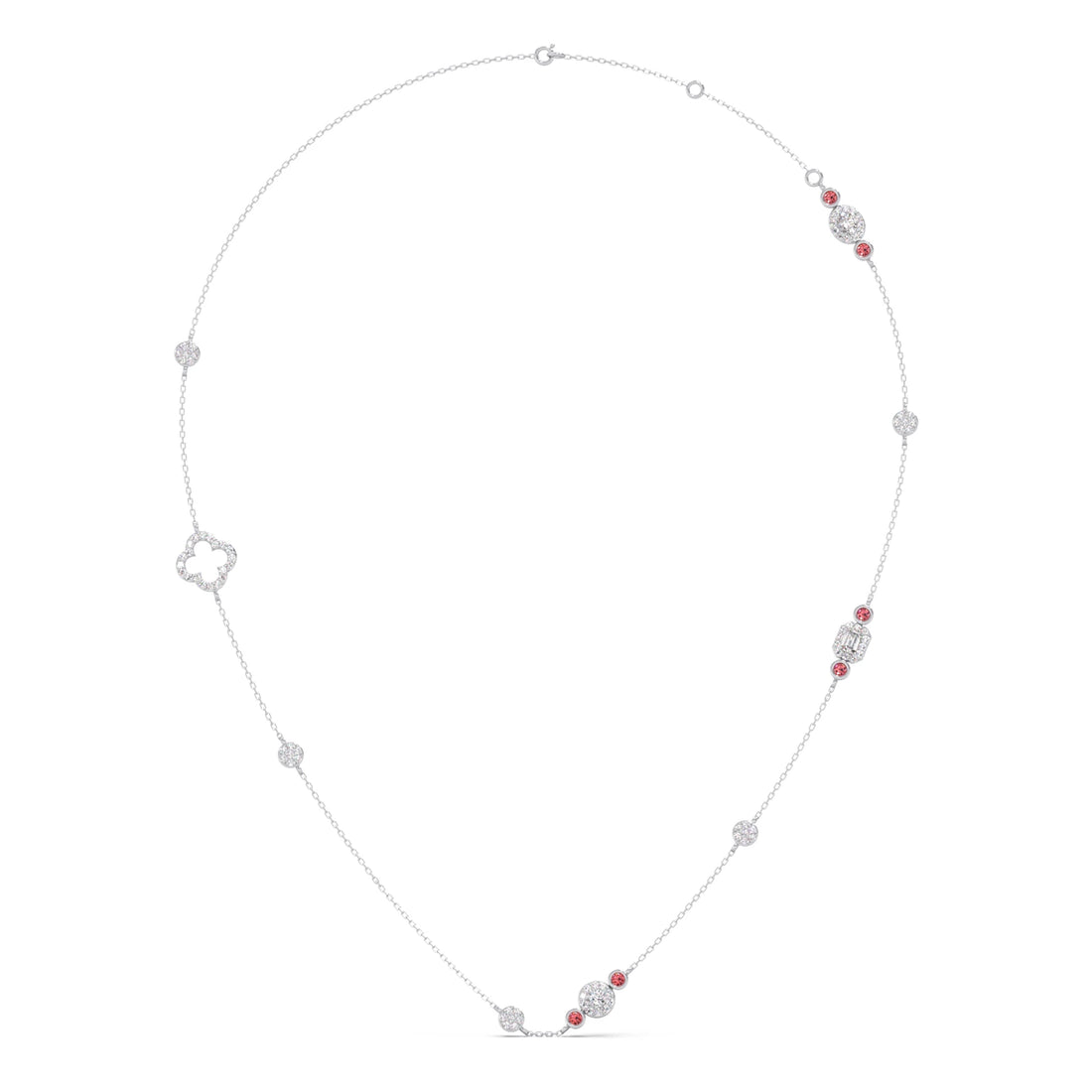 Mixed Shape Diamond and Gemstone Necklace