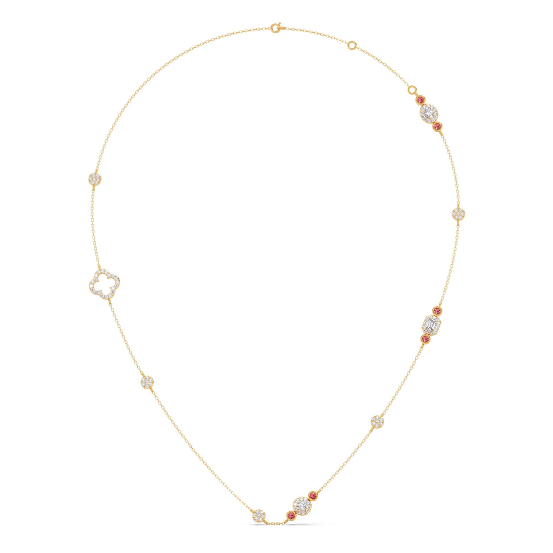 Mixed Shape Diamond and Gemstone Necklace